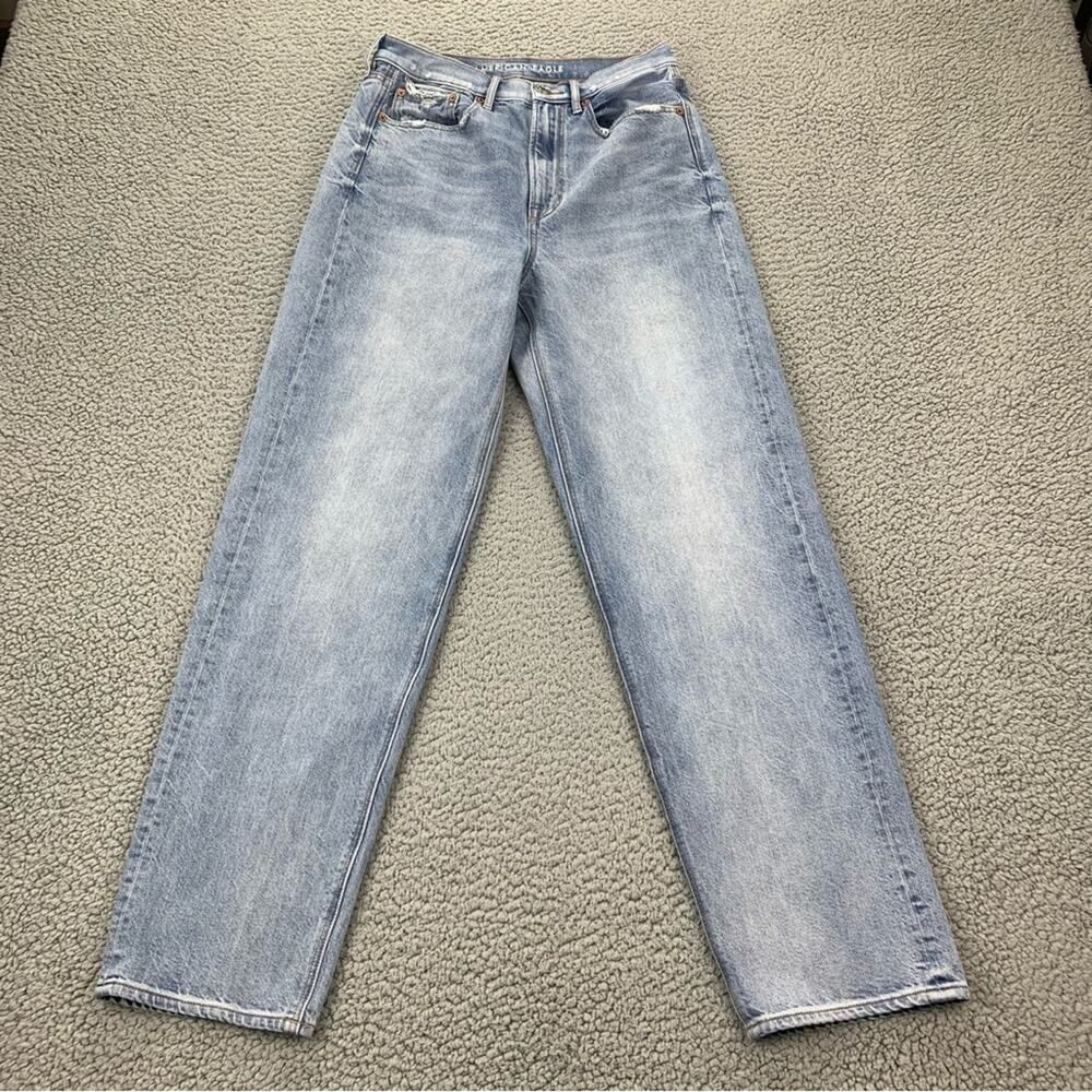 American Eagle Women's Baggy Highest Waist Washed Blue Jean -  Size: 6 (Regular)